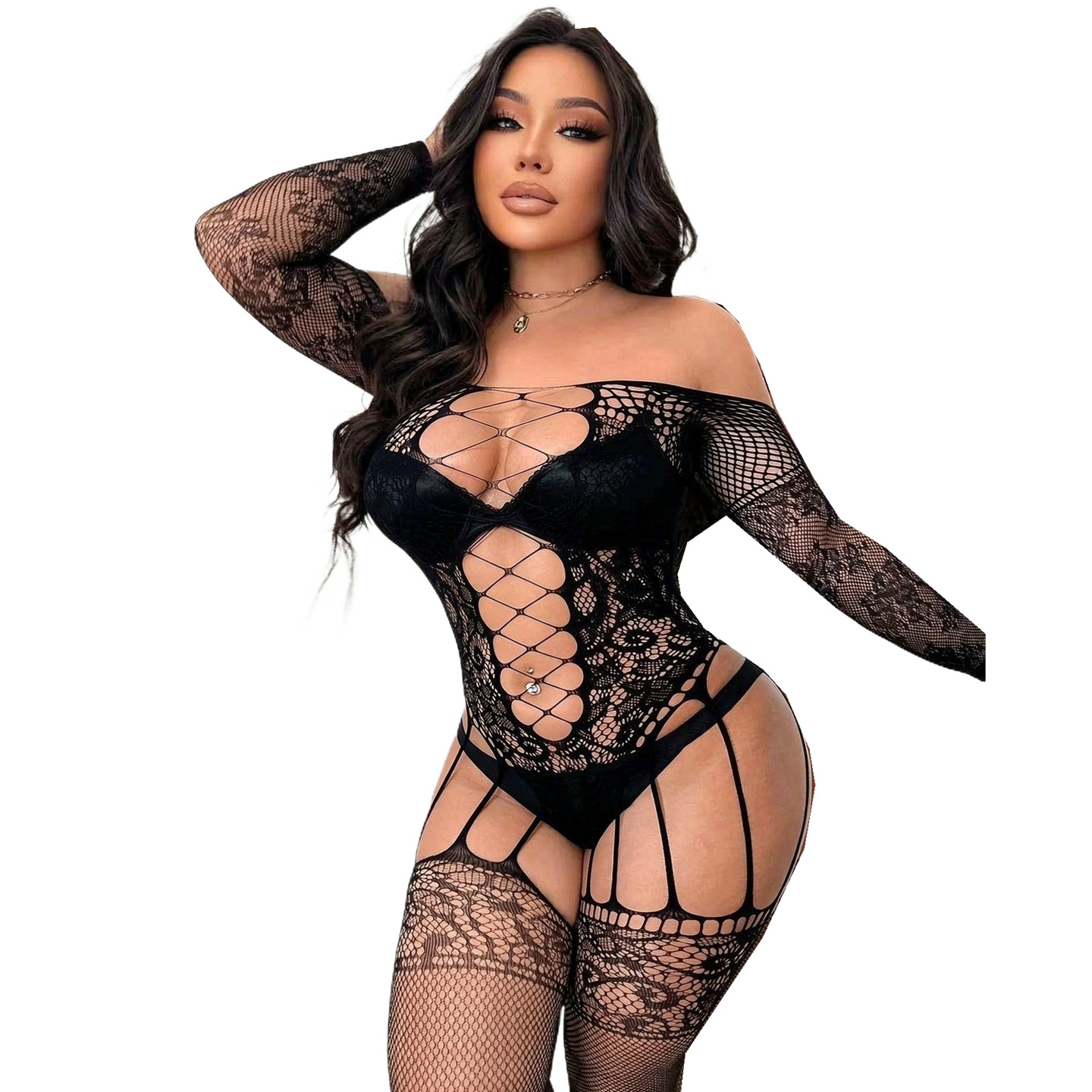 Bodystocking Fishnet - Meias de corpo inteiro em rede,