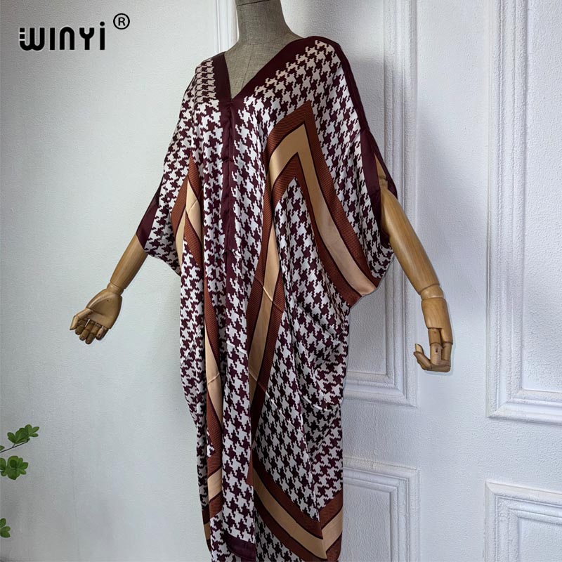 WINYI-Vestido de praia estampa - Robe Silk Women avaliação e preço